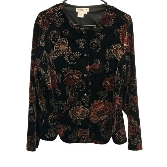 Coldwater Creek Sweaters - Vintage Coldwater Creek Womens Velvet Jacket Size L Black Fairy Grunge Whimsy